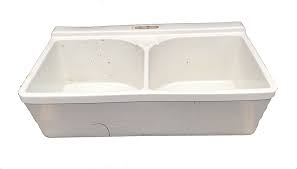 Vintage style slant farm sink apron kitchen utility farmhouse. The Period Bath Supply Company A Division Of Historic Houseparts Inc Antique Kitchen Utility Sinks Antique Crane Porcelain Double Bowl Utility Sink