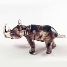 Glass Rhino Figure Blown Glass Animals Miniature Vintage Art Glass Glass Animals Glass Blowing