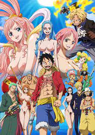 nami (one piece), nefertari vivi, nico robin, rebecca (one piece),  shirahoshi, one piece, highres, nude filter, third-party edit, 5girls,  covered erect nipples, exhibitionism, multiple girls, nipples, public  indecency, standing, topless - Image