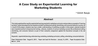Pdf A Case Study On Experiential Learning For Marketing Students