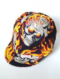 Custom Welding Cap With Skulls And Flames Skull Cap Etsy Custom Welding Caps Welding Caps Skull Cap