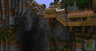 Cool Cliffs With Wooden Structures On It S Face Minecraft Wooden Cliff Dwellings