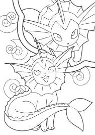 Vaporeon's body is light blue with a dark blue marking around its head and a spiky ridge down its spine. Free Easy To Print Eevee Coloring Pages Tulamama