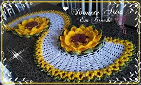 Caminho De Mesa De Crochê Girassol Passo A Passo Maravilhosa Peca Para Decorar Sua Casa Confeccionado Com Fios De Altissima Qualidade Pode Ser Confeccionado Com Croche Trilho Mesa Croche Tudo Sobre Croche