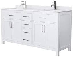 Double bathroom vanities allow multiple people to have their own space in the bathroom. Beckett 66 Inch Double Bathroom Vanity In White White Cultured Marble Countertop Undermount Square Sinks No Mirror Amazon Com