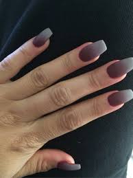 Black And Grey Ombre Coffin Nails Burgundy And Gray Ombre Matte Coffin Style Nails Matte Nail Colors Matte Nails Design Grey Matte Nails