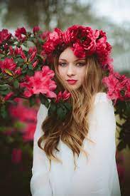 Gallery Red Flower Crown Bridal Hairstyle Deer Pearl Flowers