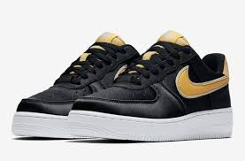 Black And Yellow Air Force Ones Check Out This Nike Air Force 1 Low Satin In Black And Yellow Sneakers Nike Sneakers Men Fashion