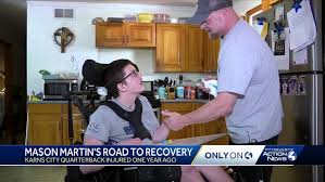 Mason Martin learning to write, stand, speak again after Karns City  football injury