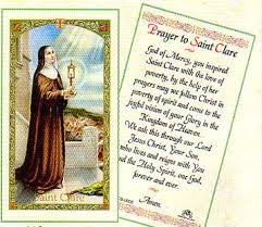 Saint Clare Laminated Prayer Card Prayers Prayer Cards St Claire