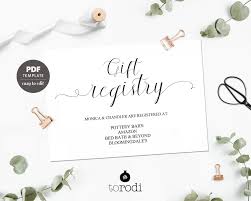 Gift Registry Card Template Wedding Registry Card Registry Etsy Gift Registry Cards Wedding Registry Cards Registry Cards