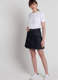 Shein jupe en jean boutonnée. Jupe En Jean Boutonnee Devant Denim Brut