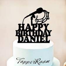 personalized microphone karaoke with name birthday cake etsy custom cake toppers cake toppers birthday cake toppers