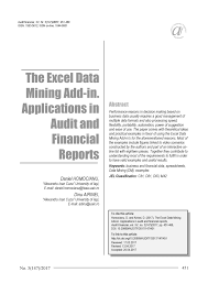 • explicaţi sensul termenilor dată elementară, structură de date, bază de date; Pdf The Excel Data Mining Add In Applications In Audit And Financial Reports