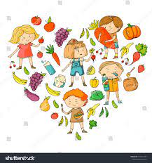 Children School And Kindergarten Healthy Food And Drinks Kids Cafe Fruits And Vegetables Boys And Girls Eat Healt Kids Cafe Preschool Patterns Kids School