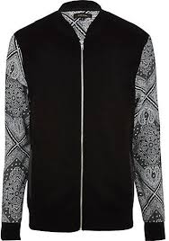 Black And White Bomber Jacket Womens 70 River Island Black Bandana Sleeve Bomber Jacket Leather Jacket Style Urban Wear Clothing Leather Jackets Women