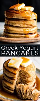 Fix up this easy recipe for breakfast or dinner, or add sweet toppings and make it dessert. Healthy Fluffy Greek Yogurt Pancakes Gluten Free Option Greek Yogurt Pancakes Recipe Nutritious Breakfast Recipes Greek Yogurt Recipes