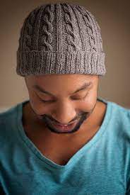 Mens rib knitted beanie hat with leather embossed logo. Man Approved Cabled Hat Pattern Expression Fiber Arts A Positive Twist On Yarn