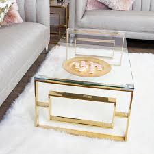 Buy modern & contemporary coffee tables online! Contemporary Metal Glass Coffee Table In Champagne Gold Tables Living Room Furniture Urbytus Com