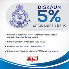 Here is everything you need to know about the pdrm traffic summon discount! Friends Of Myeg On Twitter Hari Terakhir Untuk Membayar Dan Mendapatkan Diskaun 5 Bagi Semua Saman Trafik Tertunggak Pdrm Bermula 1 Februari 2018 Hingga 28 Februari 2018 Hanya Untuk Bayaran Melalui Https T Co Nggesqeegh