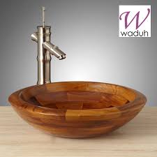 Wooden sink give a unique and luxurious feel to any bathroom or ensuite. Teak Wooden Bathroom Vessel Sink Cruz
