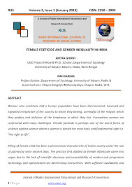 Pdf Female Foeticide And Gender Inequality In India