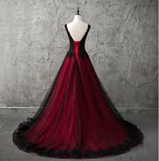 Sale price $929.99 regular price $1,195.99. Gothic V Neck Sleeveless Black And Red Wedding Dresses Lace Appliques Beading Country Chic Wedding Dresses Low Back Colored Wedding Gowns In 2021 Black Wedding Dress Gothic Red Wedding Dresses Gothic Wedding