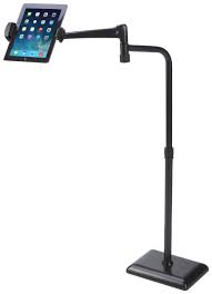 Adjustable Ipad Floor Stand W Perpendicular Arm Rotating Tilting Bracket Black Ipad Floor Stand Height Adjustable Tablet Stand