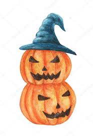 Watercolor Halloween Pumpkin Stack Wearing Witch Hat Hand Drawn Holiday Affiliate Stack Wearing Pumpkin Drawing Halloween Pumpkins Stacked Pumpkins