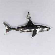 Great White Necklace White Shark Pendant Silver And Diamond Etsy Shark Jewelry Shark Pendant Shark Necklace
