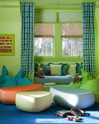 Love How The Green And Blue Are Both The Main Color With A Pop Of Orange Kids Room Curtains Window Seat Moroccan Floor Cushions