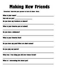 Peer Interview 2nd Grade Student Writing First Week Activities 2nd Grade