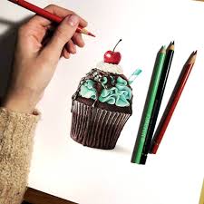 Animals And Food Art Pencil Drawings Food Art Painting Cupcake Drawing Prismacolor Art