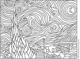 Starry Night Outline Famous Art Coloring Famous Art Colouring Pages