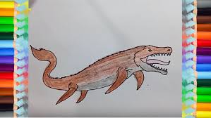 How To Draw Mosasaurus Dinosaur In Jurassic World And Mosasaurus Coloring Pagesfor Kids How To Draw For Kids Easy L Drawings Drawing For Kids Easy Drawings