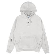 Rib knit crewneck collar, cuffs, and hem. Nike Nocta Hoodie Grey Heather Black