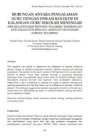 Apa yang ingin dijelaskan di walaupun begitu, isu berkenaan dengan ketegangan perasaan atau tekanan emosi dalam kalangan para dan. Hubungan Antara Pengalaman Guru Dengan Efikasi Kolektif Di Kalangan Guru Sekolah Menengah Borneo Research Journal
