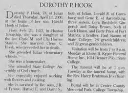 Dorothy Pearl Stamm Hook (1922-2000)