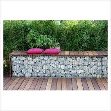 Bench Made From Wood And Gabions Garten Gartengestaltung Haus Und Garten