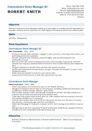 convenience store manager resume