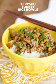 This one has it all. Easy Ground Turkey Recipes Healthy Teriyaki Turkey Rice Bowl