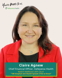 We're proud to announce that Claire Agnew, Executive Vice President and  Chief Financial Officer at Valleywise Health, has been named to the 2025  List of "190 Hospital and Health System CFOs to