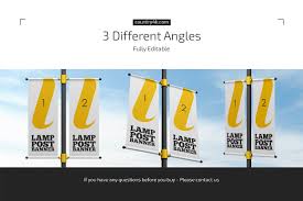 Download Lamp Post Banner Mockup Set In Outdoor Advertising Mockups On Yellow Images Creative Store