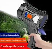 SDJMa Rechargeable Spotlight, Hight Lumens LED Spot Lights Handheld Large  Flashlight Super Bright Outdoor Solar Spotlights Searchlight with Side ...