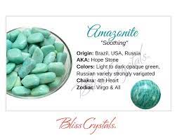 Amazonite Crystal Information Card Double Sided Hc56 In 2021 Crystals Bliss Crystals Amazonite