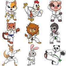 Animals Doing Karate Cartoon Vector Clipart Friendlystock
