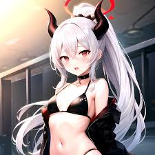 Kayoko Blue Archive 1girl Alternate Costume Bare Shoulders Bikini Black  Bikini Black Choker Black Hair Black Horns Black Jacket, 2998318737 - AI  Hentai