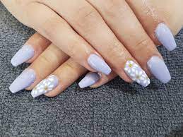 Periwinkle And Daisy Acrylic Nails Purple Acrylic Nails Spring Acrylic Nails Daisy Nails