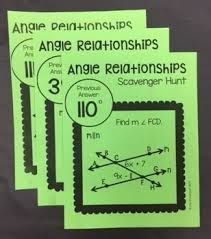 Angle Relationships Using Algebra Scavenger Hunt Teaching Geometry Angle Relationships Math
