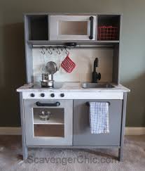 Are there any hacks for the play kitchen at ikea? Ikea Play Kitchen Hack With A Shiplap Backsplash Scavenger Chic